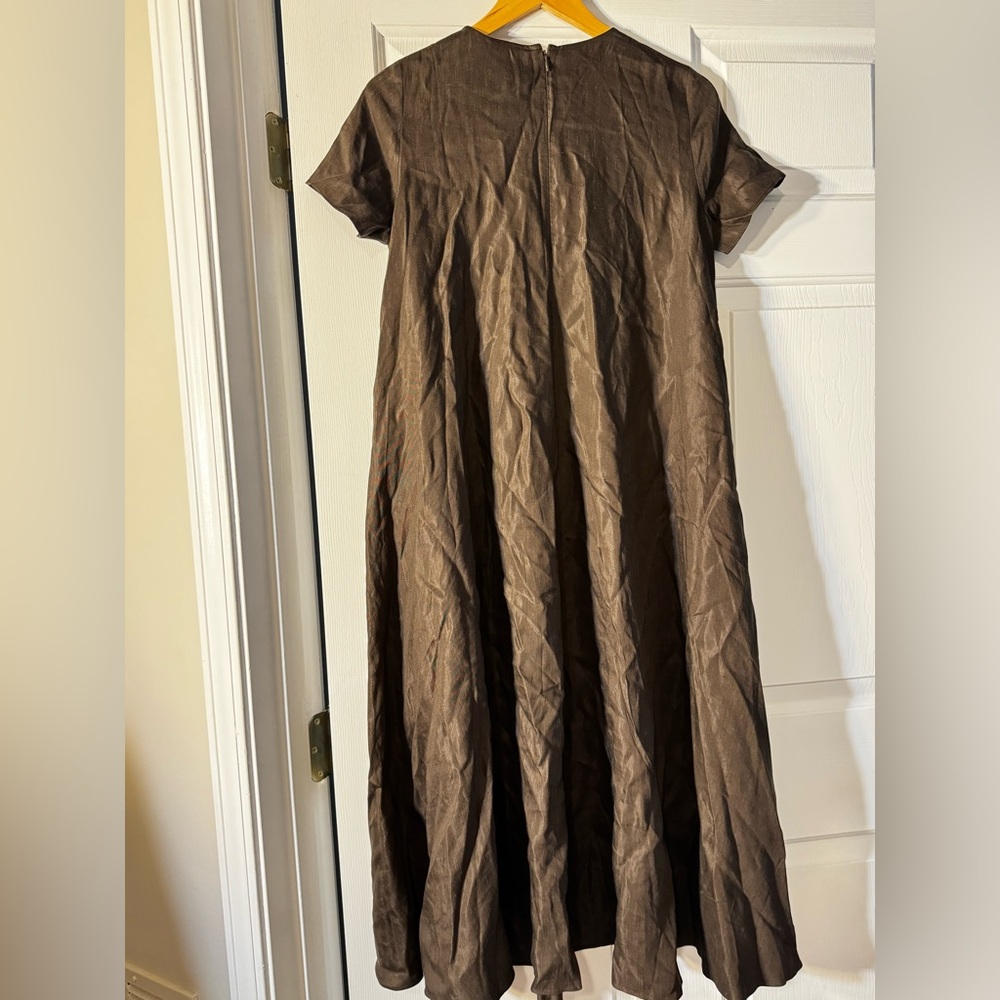 NWT! BANANA REPUBLIC BROWNSTONE VISCOSE-LINEN TRAPEZE MAXI DRESS - XS - Picture 9 of 9